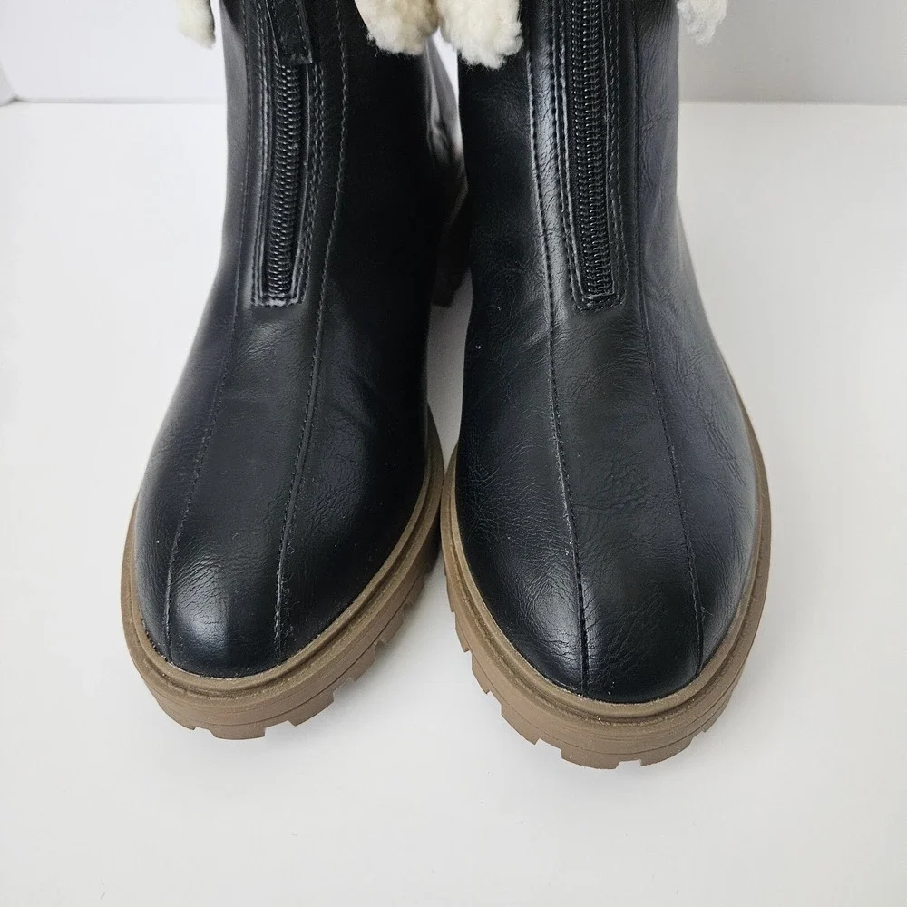 Journee Collection Frynn Almond Toe Block Heel Ankle Booties In Black Size 7 - Picture 7 of 10